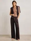 Reiss Plum Petite Wide-leg Interlock Drawstring Joggers In Purple