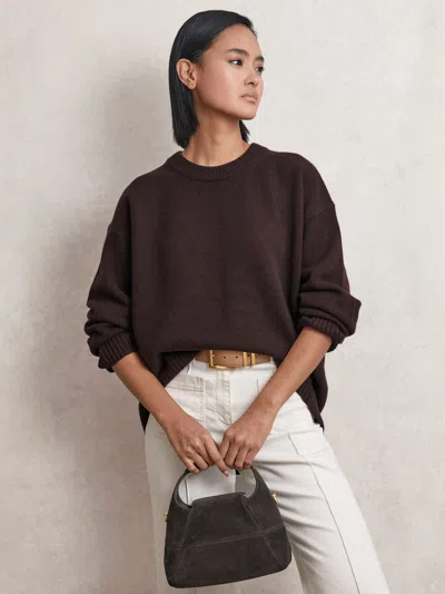 Reiss Plum Wool-cashmere Crew-neck Jumper In Purple