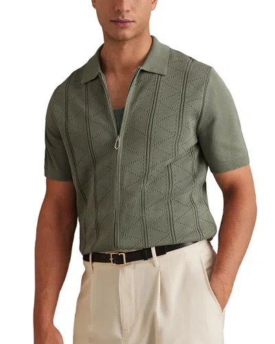 REISS POINTELLE ZIP FRONT SHIRT