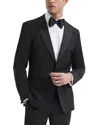Reiss Navy Single-breasted Jacquard Tuxedo Jacket Wool-blend Tailored-fit In Black