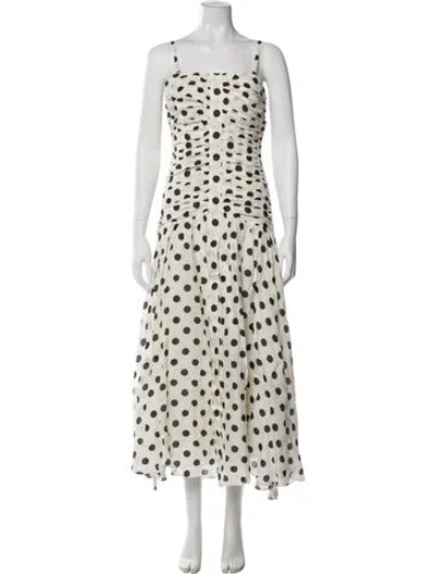 Pre-owned Reiss Polka Dot Print Long Dress In Neutral