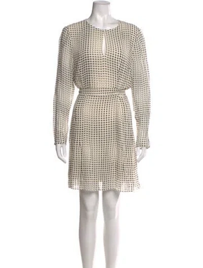 Pre-owned Reiss Polka Dot Print Mini Dress In Neutral