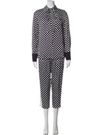Pre-owned Reiss Polka Dot Print Pant Set In Blue