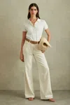 Reiss Ivory Polly Cotton Blend Polo Shirt In Ivory