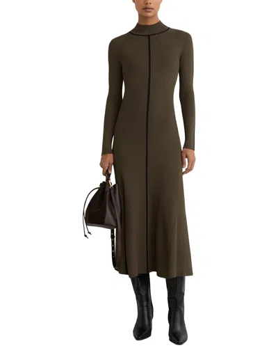 Reiss Polly Dress In Khaki Green
