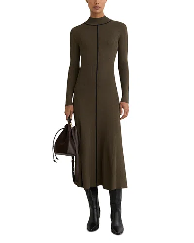 Reiss Polly Knitted Midi Dress In Green