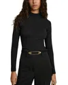 Reiss Polly Ribbed Roll Neck Top In Black
