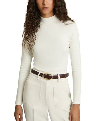 Reiss Polly Ribbed Roll Neck Top In White