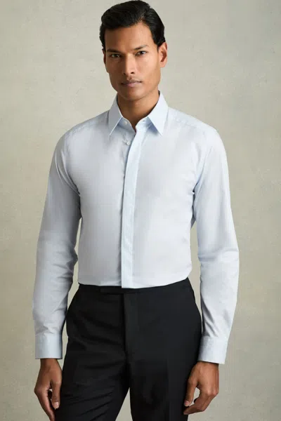 Reiss Mens Blue Kiana Slim-fit Cotton-stretch Shirt