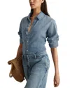 Reiss Mid Blue Relaxed Denim Shirt In Blue