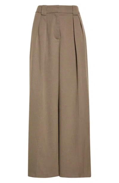 Reiss Poppie Pleat Front Wide Leg Pants In Gray