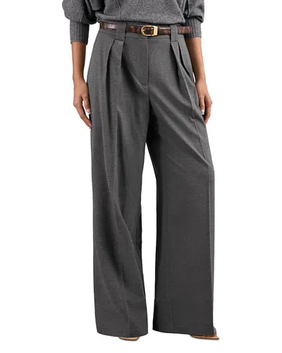 Reiss Poppie Wide Leg Flannel Pants In Gray