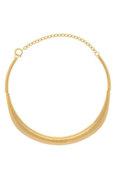 Reiss Poppy Polished Curve Collar Necklace In Gold Tone