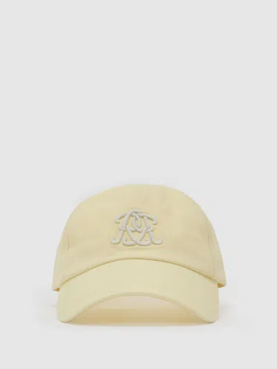 Reiss Powder Yellow Luzon Monogram-embroidered Baseball Cap In Neutral
