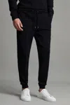Reiss Navy Interlock Jersey Drawstring Joggers In Black