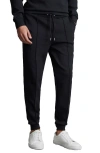 Reiss Navy Interlock Jersey Drawstring Joggers In Blue