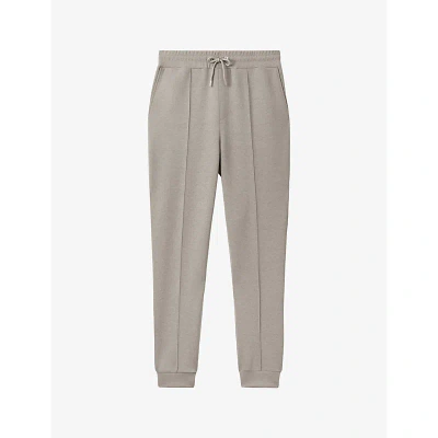 Reiss Mens Taupe Premier Pinched-seam Stretch-woven Jogging Bottoms
