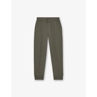 Reiss Kids' Dark Sage Premier Seam-detail Stretch-jersey Jogging Bottom In Green