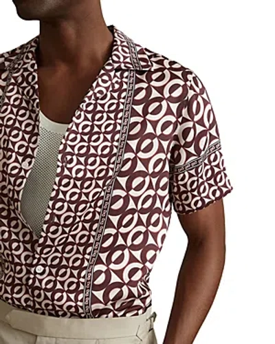 Reiss Prentice Large Geometric Shirt In Tobacco