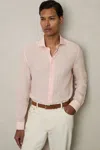 Reiss Prep Pink Linen Striped Cutaway-collar Shirt