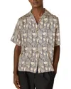 Reiss Mens Waver Wave-pattern Woven Shirt Off White Navy