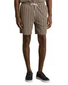 Reiss Tobacco Brown Zig-zag Knit Drawstring Shorts In Brown