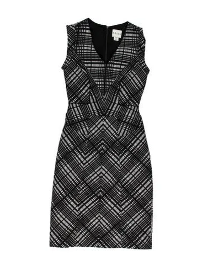 Pre-owned Reiss Printed Knee-length Dress In Black