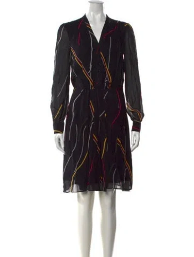Pre-owned Reiss Printed Knee-length Dress In Black