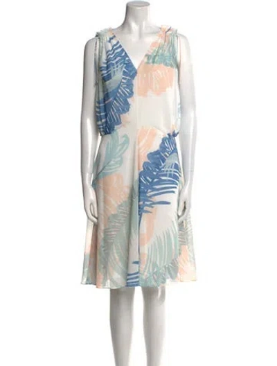 Pre-owned Reiss Printed Knee-length Dress In Blue