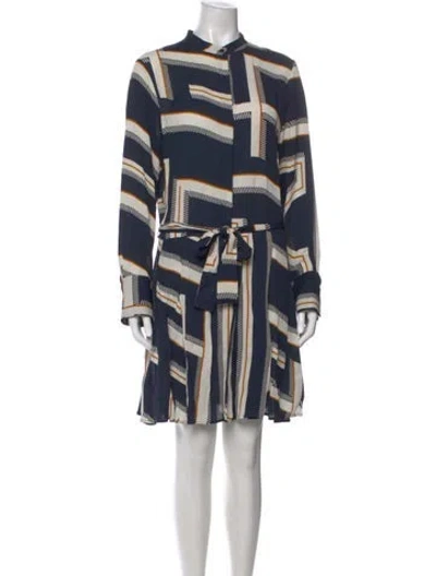 Pre-owned Reiss Printed Knee-length Dress In Blue
