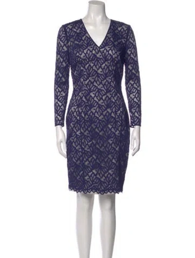 Pre-owned Reiss Printed Knee-length Dress In Purple