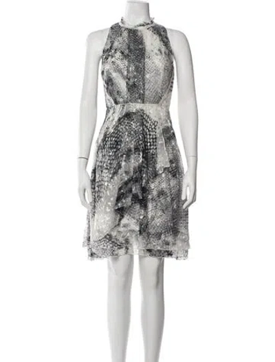 Pre-owned Reiss Printed Knee-length Dress In Silver