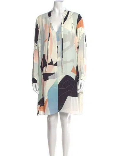 Pre-owned Reiss Printed Knee-length Dress In White