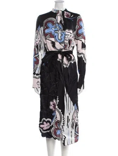 Pre-owned Reiss Printed Long Dress In Black