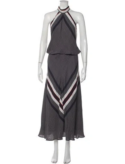 Pre-owned Reiss Printed Long Dress In Black