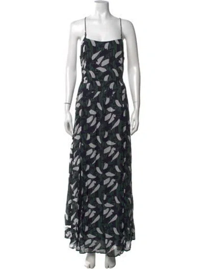 Pre-owned Reiss Printed Long Dress In Black