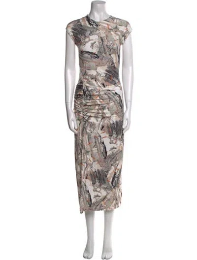 Pre-owned Reiss Printed Long Dress In Multi