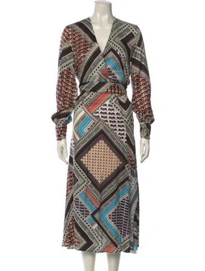 Pre-owned Reiss Printed Long Dress In Multi