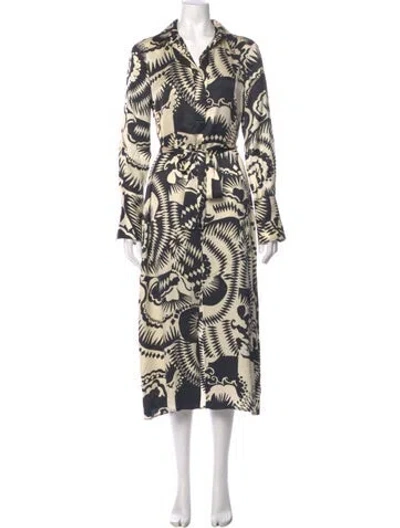 Pre-owned Reiss Printed Long Dress In Neutral
