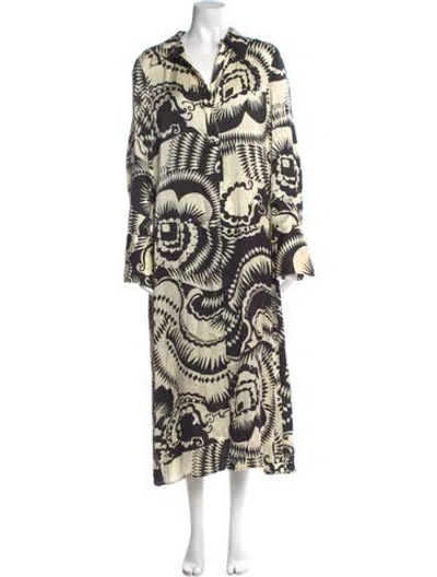 Pre-owned Reiss Printed Long Dress In Neutral