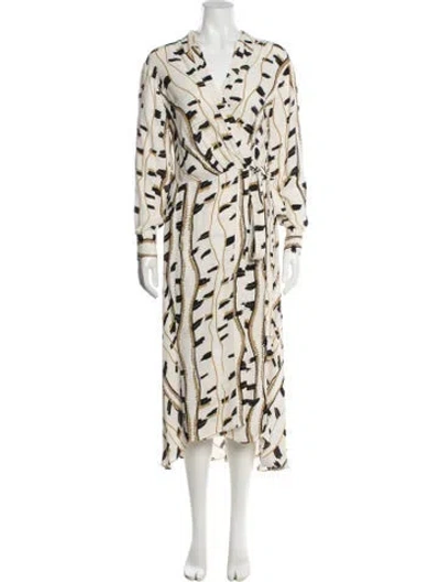 Pre-owned Reiss Printed Long Dress In Neutral