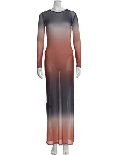 Pre-owned Reiss Printed Long Dress In Orange