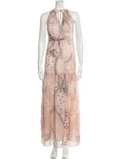 Pre-owned Reiss Printed Long Dress In Pink