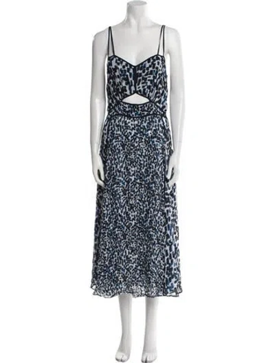 Pre-owned Reiss Printed Long Dress W/ Tags In Blue