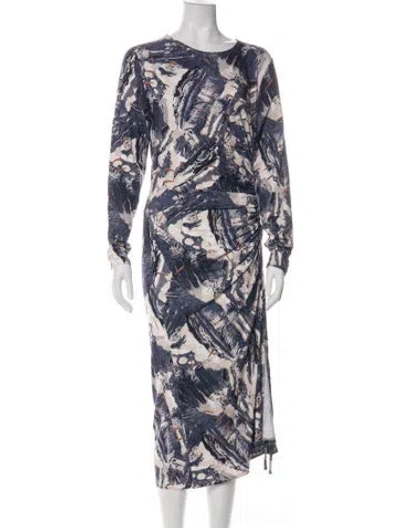 Pre-owned Reiss Printed Long Dress W/ Tags In Green