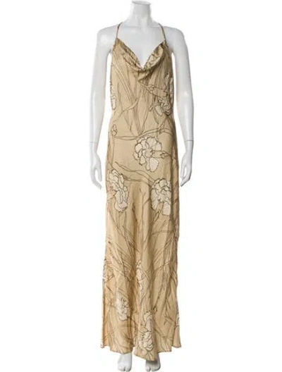 Pre-owned Reiss Printed Long Dress W/ Tags In Neutral