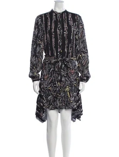 Pre-owned Reiss Printed Midi Length Dress In Black