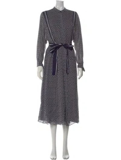 Pre-owned Reiss Printed Midi Length Dress In Blue