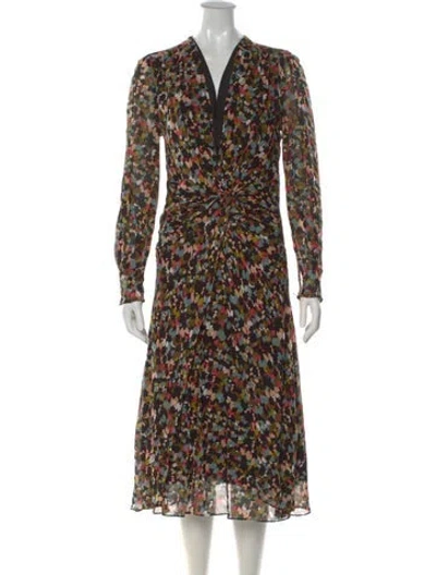Pre-owned Reiss Printed Midi Length Dress In Multi