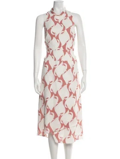 Pre-owned Reiss Printed Midi Length Dress In Multi